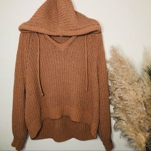 Aerie Earthy Tan Color Oversized Hooded Slouch Sweater Sz M